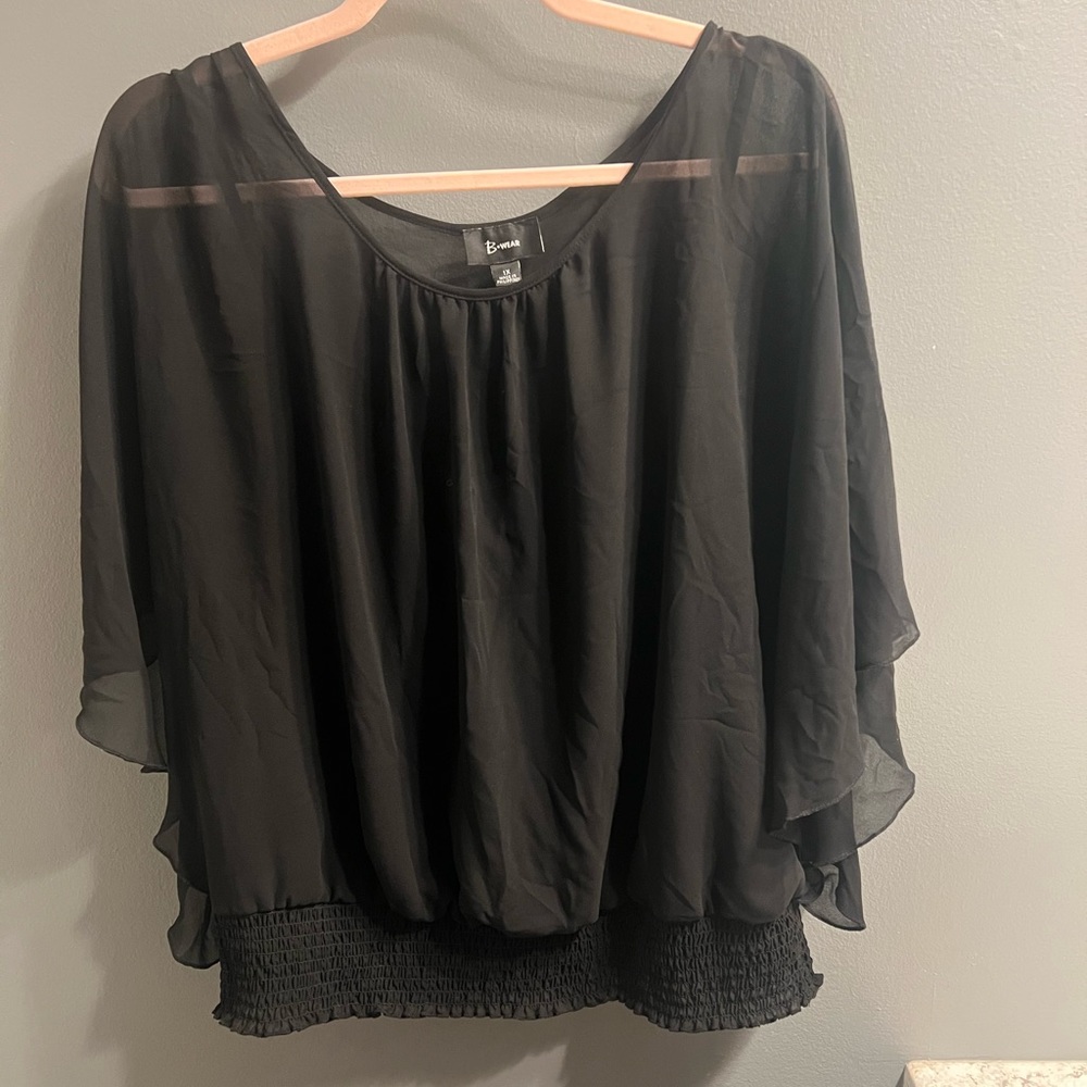 Womens Black Blouse B•Wear NWOT 1X